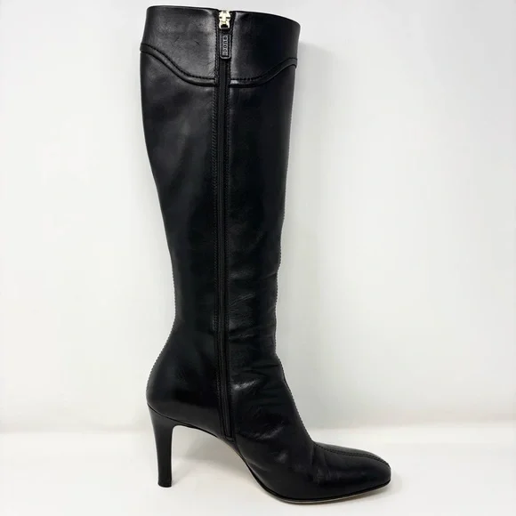 Gucci by Tom Ford GG Logo Black Leather Knee High Boots Size 8.5 Vintage - Picture 8 of 16